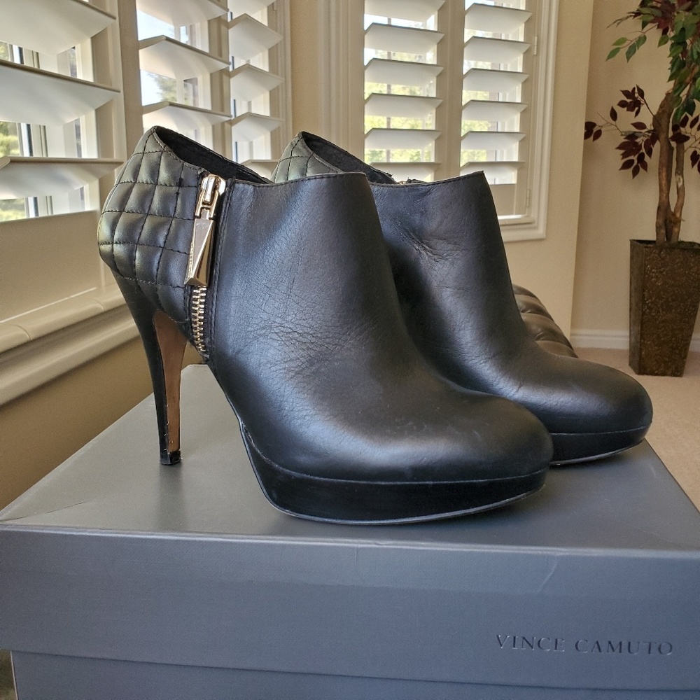 Vince Camuto Black Leather Platform Booties